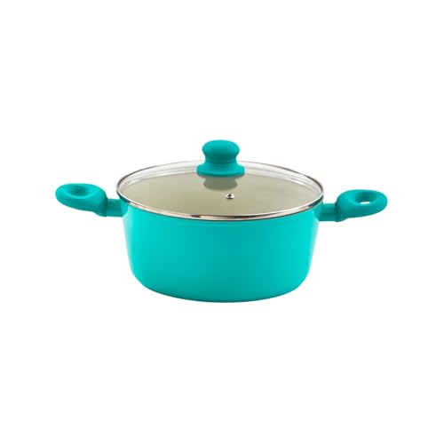 IMUSA USA Teal IMU-30054 3Qt Forged Dutch Oven with Glass Lid, 3 Quart
