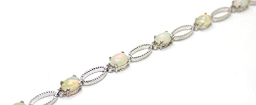 Sterling Silver 925 Genuine Oval Ethiopian Fire Opal Wedding Bracelet For Men/Women #TOP1