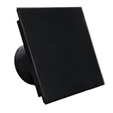 Vlano Badlüfter EOS 100 LTH Black, Feuchtigkeitssensor, Lichtsensor, Nachlauf, Matt Echtglasfront,100 mm, IP45, Wandventilator, Deckenlüfter, Hygro, Timer, schwarz, LED-Hintergrundbeleuchtung