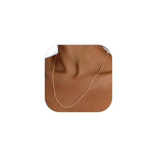 PROSTEEL Round Snake Chain Necklace for Women, 14K Gold/Rose Gold/Silver/Black Chain with Lobster Clasp, 1MM/1.2MM/1.5MM/2MM Womens Gold Necklace Thin Non Tarnish Trendy Jewlry Gifts 24 inch