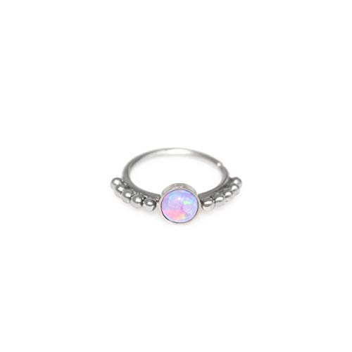 Surgical Steel Nose Ring with Opal - Nose Hoop 22g 20g 18g Nose Piercing, Nose Jewelry
