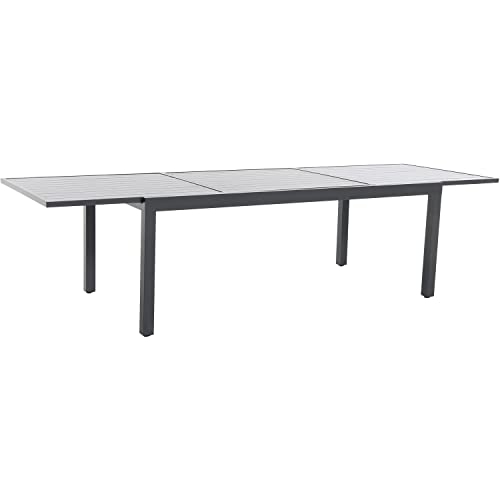 Hanover Grey Cambridge Nova 9-Piece Dining Set With Extra Large Expandable Table | 8 Sling-Back Stackable Chairs | Modern Outdoor Furniture | Premium Weather-Resistant Aluminum Frames #TOP5