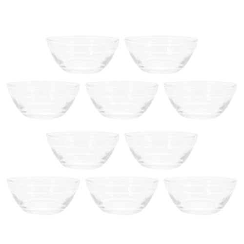 EXAOMBLE Mini Cuencos de Vidrio para Servir 10 Piezas Transparentes Pequeños para Salsas y Coberturas de Helado en Cocina Familiar