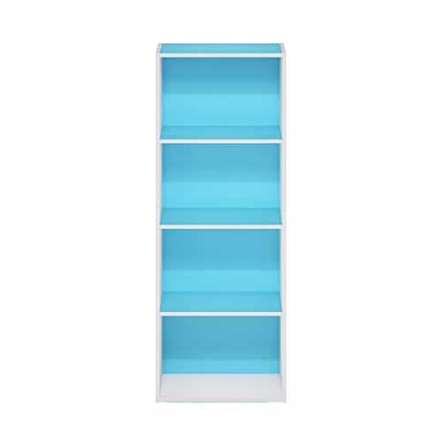 Image of Furinno Luder Bookcase / Book / Storage, 4-Tier, Light Blue /White