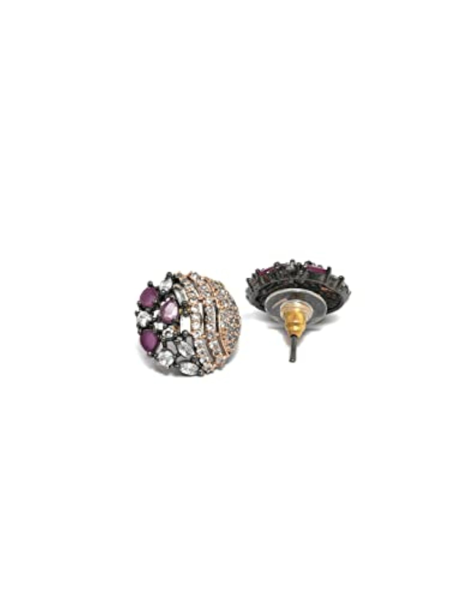 Women's Purple American Diamond Floral Studs, Elegant Gift