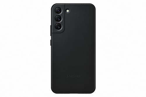 Samsung Leather Smartphone Cover EF-VS906 für Galaxy S22+, Handy-Hülle, echtes Leder, Schutz Case, stoßfest, Premium, Schwarz – Ansicht 1