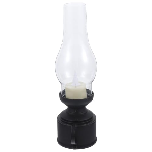Linterna vintage LED sin llama de plástico negro para mesa