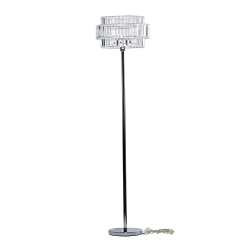 Deco 79 Metal Floor Lamp With Crystal Embellishments, 16" X 16" X 62", Silver #TOP6