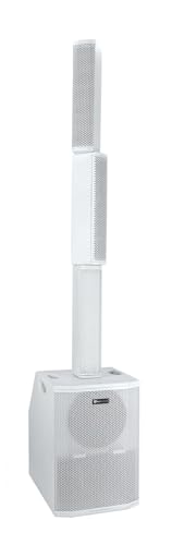 Rockville Bundle: (2) Titan Array System White Pro Powered Column Array Speaker Bundle with RCXFM20E-B Female to Male XLR Mic Cable and RMC-XLR Wired Microphone Mic w/(2) Cables (4 Items)