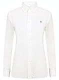 camisa blanca ralph lauren mujer Pony bordado de la firma Ralph Lauren Camisa Oxford Slim Fit para mujer, blanco, 40