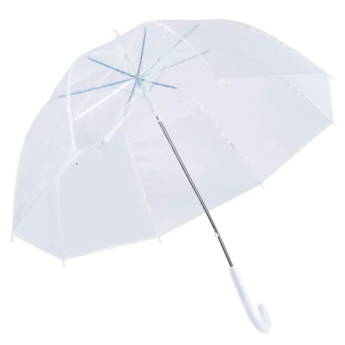 AC - Guarda-chuva comprido e dobrável, à prova de vento, chuva, leves e resistentes (vários modelos), Transparente - 8 varas, M branco, Mediana