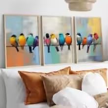 Tableau en toile oiseaux colorés pour une ambiance de chambre apaisante