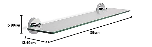 Croydex Flexi-Fix Britannia Durable Brass and Stainless Steel Construction Glass Shelf, Silver - Image 3