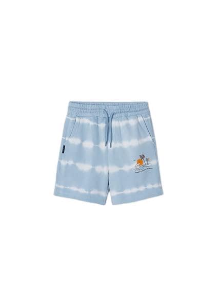Short pour garçon bleu vague bermuda en toile de coton léger