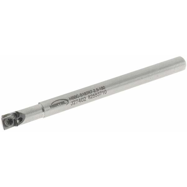 Hertel Indexable Boring Bar, HBBC-S187R7-2.5-180, 0.1800" Min Bore, Right Hand, Steel, 3/16" Shank Diameter, 1/2" Max Depth, 2-1/2" OAL, Uses CD.. Inserts