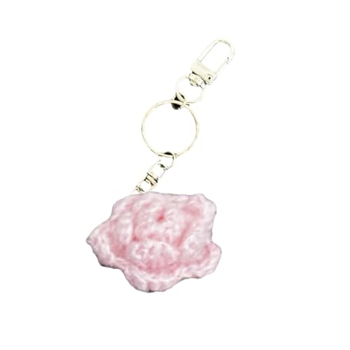 KASFDBMO Adorno artístico de punto con diseño de rosas para teléfono, correas de teléfono, hecho a mano, adorno colgante para jóvenes creadores de tendencias, rosa