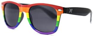 Morlo LGBT+ Pride Rainbow Sunglasses Lesbian Gay Bisexual Transgender Queer Colorful Glasses (Black) 146mm image 4