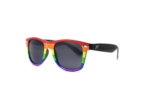 Morlo LGBT+ Pride Rainbow Sunglasses Lesbian Gay Bisexual Transgender Queer Colorful Glasses (Black) 146mm