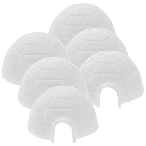 6Pcs Mini Igloo Figurine Toys - Polar Animal Playset for Kids, Arctic Ice House Models for Dollhouse Winter Scenes, Cake Toppers, Micro Landscape Decor
