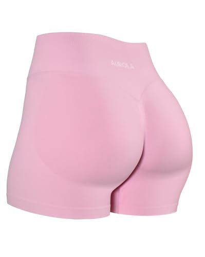 Image of AUROLA Influence Workout Shorts for Women,2.5 3.5 4.5 5.5 6.5 No Roll Up Squat Proof Scrunch Seamless Compression Gym Short