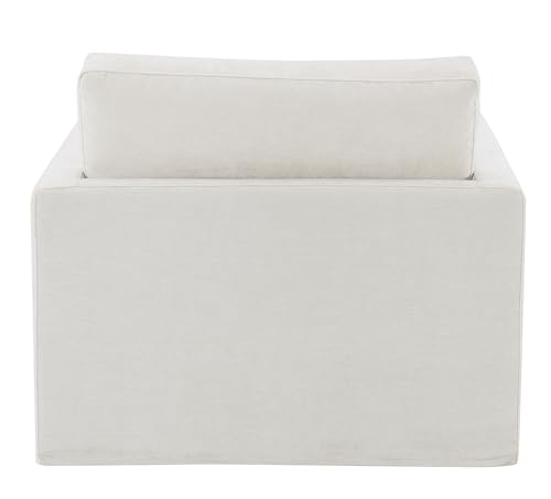 Sillón contemporáneo tapizado en tela color marfil miniatura 6