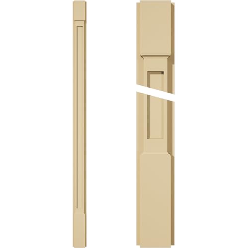 Signature Urethane Flat Panel Pilaster w/Standard Capital & Base, 4"W x 72"H x 2"P (Pair), Base Can Be Trimmed Up to 6 5/8", High Density Milled Urethane, Factory Primed Tan, Sold As Pair