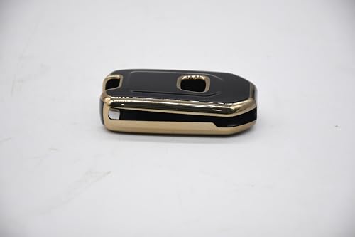 Image of KMH TPU Gold Car Smart Key Cover Compatible for Honda City, Civic, Jazz, Amaze, CR-V, WR-V, BR-V 3 Push Button Smart Key Shell Case Holder, Key Protector (Black Gold) Pack of 2