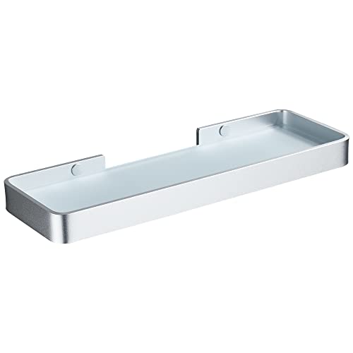 DUFU Duschregal ohne Bohren Duschkorb Selbstklebend Duschwanne mit rostfreiem Organizer Aufbewahrung Kein Schaden Gehärtetes Glas Raum Aluminium Badezimmerzubehör 30cm Silber Cover