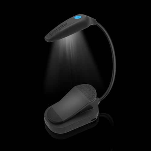 Energizer Rechargeable LED Book Light, Clip On Reading Light with Flexible Neck for Reading in Bed, Micro-USB Charging Cable Included, Pack of 1, Black