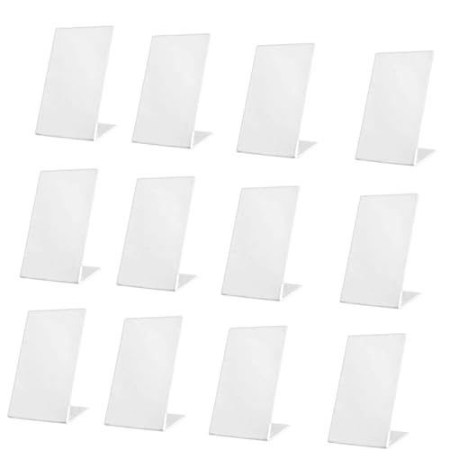 Image of Ferauax Imported (10 Pack) Acrylic white board, QR Code Display Stand - 4x6 Inch (A6) L-Shape Portrait Menu & Ad Frame - Tabletop Display Stand for Restaurants and Cafes 2mm Thickness (10)