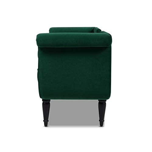 Image of Luxury Velvet 2 Seater Chaise Lounge Sofa - Tufted Chesterfield Modern Couch with Button Tufted Back Elegant Lounge Couch for Living Room, Bedroom, Office
