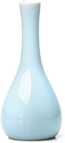 Vase en céramique bleu petit format 13.5cm déco salon et fleurs