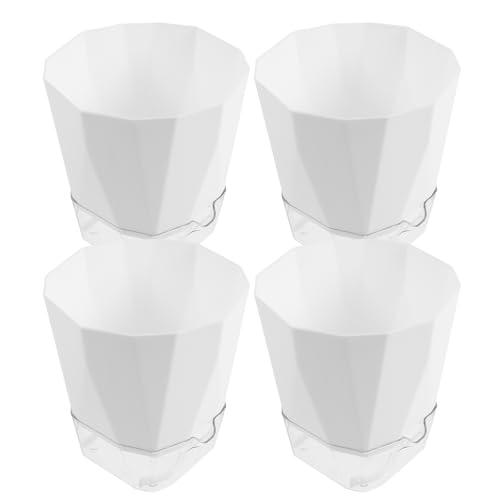 RORPOIR 4pcs Self Watering Plastic Planter 5.3x4.9in with Drainage Holes