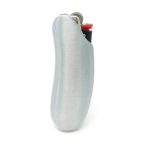 Capa de isqueiro de metal compatível com BIC Isqueiro Padrão Bolsa Suporte para Isqueiro BIC Tamanho Padrão J6 Uma Peça em Prata Fosca