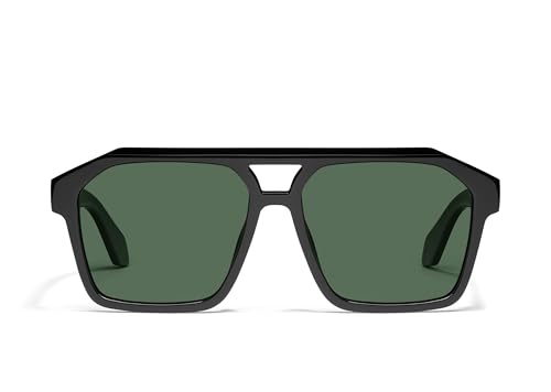 Quay - Mens Sunglasses, Aviator Lenses with UV Protection, Oversized Sunglasses (Soundcheck, Black)