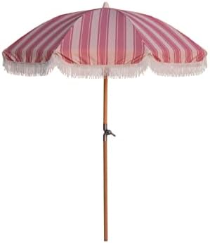 Fringe Tassel Patio & Beach Umbrella (Pink Stripe)