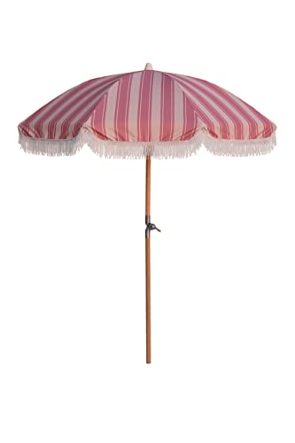 Fringe Tassel Patio & Beach Umbrella (Pink Stripe) #TOP16