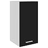 ZEYUAN Hängeschrank, Hängeglasschrank Küche, Küchenschrank, Schrank Mit Glastüren, Küchenhängeschränke, Wandvitrine Hängend, Schwarz 29,5x31x60 cm Spanplatte