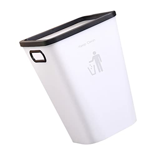 Caneca de basura de plástico rectangular blanca miniatura 1
