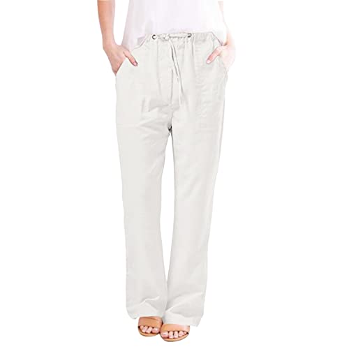 GOKKILRW Cotton Linen Pants Women Wide Leg Flowy Loose Palazzo Trousers Casual High Waist Slacks 2025 Beach Vacation Outfits2