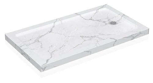 KPUY 60 X 36 Shower Base Pan with Reversible Install Carrara White