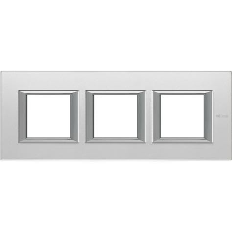 Plaque rectangulaire Axolute BTicino 3 postes verre dépoli horizontal 2+2+2 modules - 2