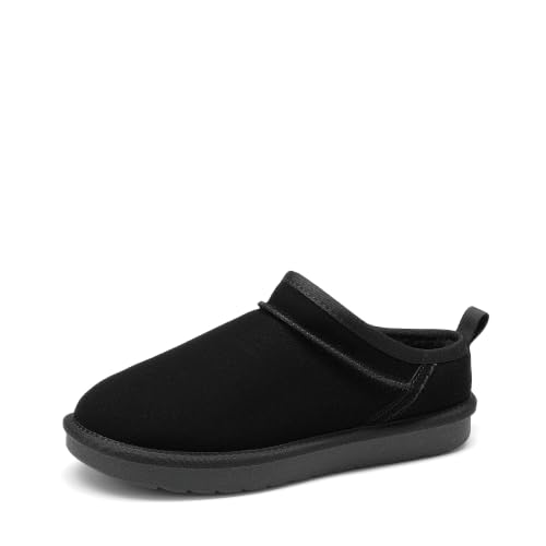 DREAM PAIRS Women's Genuine Suede Slip On Slippers,Size 8.5,Black