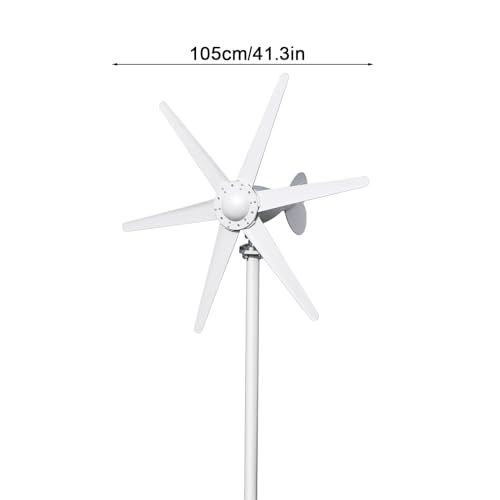 800W Windmill Turbines Generator 6 Blade Fan Wind Turbines Generator Kit Electromagnetic Electricity Producer Equipment Industrial Machinery Equipment for Home Charging White 12V 24V White