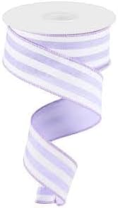 Craig Bachman 1.5" x 10 Yards Peach and White Vertical Stripe Royal Burlap Wired Edge Ribbon, Striped Fabric Ribbon for Wreaths, Spring Summer Decor, RGC156221