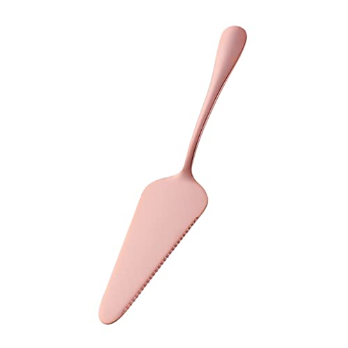 MUCKLILY Simple Rose Gold Stainless Steel Cake Shovel Serrated Baking Tool for Effortless Cutting of Cake Pizza and Cheese Ergonomic Design for Kitchen Use
