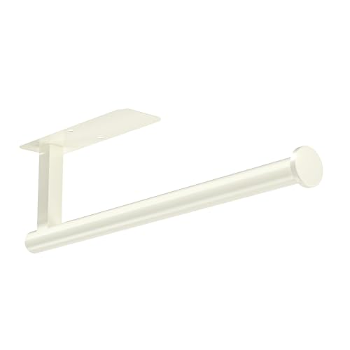 Image of ASTOFLI Paper Towel Holder Under Cabinet No Drilling, Self Adhesive Paper Towel Holder Wall Mount for Kitchen Rack, Under Counter Napin Holder No Drill, RV, 304 Stainless Steel, White
