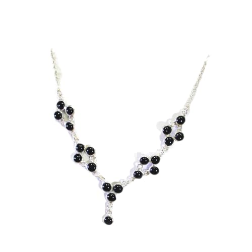 Collier pierre de naissance onyx noir rond en argent 925