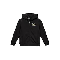 Emporio Armani EA7 7B000162 Children's and Boys Core Identity Boy Sweatshirt in Cotton Plush, Black/Gold, 10 Years