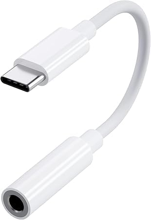 Type C to 3.5MM Audio Jack Connecter, Headphone to USB-C Converter, Compatible with Samsung Type C Mobile Phones - White (A24)-image-48